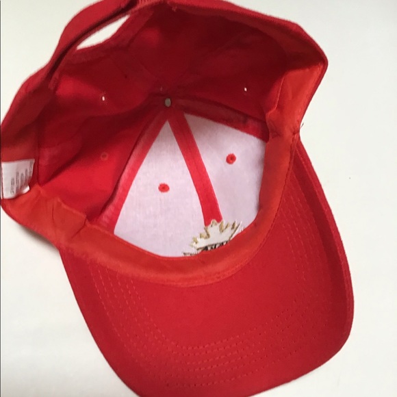 Red Embroidered Canada Maple Leaf  Ball Cap - Picture 4 of 10
